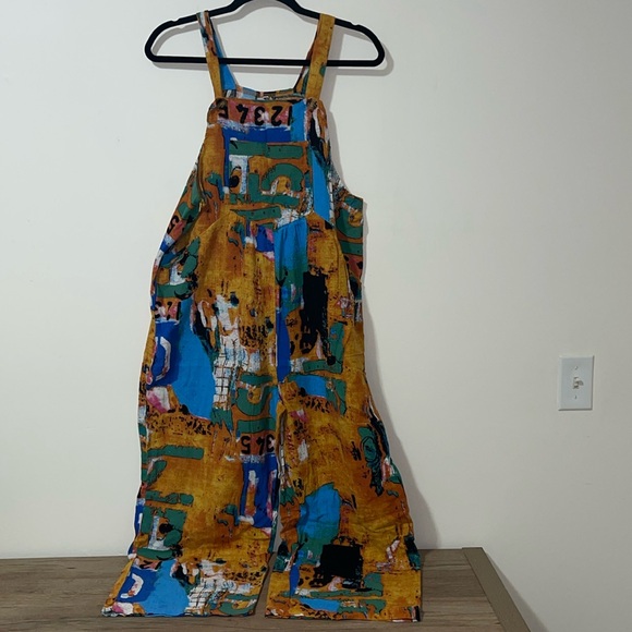 Source Unknown Pants - Abstract print bib overalls/ jump suit size medium